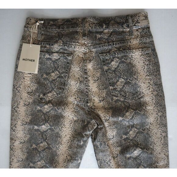 Mother 10897-1608 Womens Sz 29 Boa Babe Snake Print The Hustler Flood Jeans - Picture 11 of 14